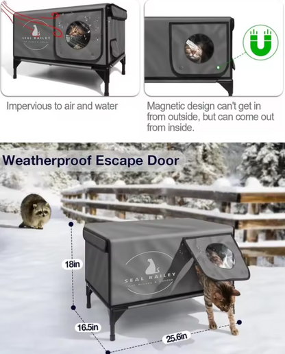 Seal Bailey Limited-Time Offer—Indestructible Heated Cat House for Outdoor in Winter Weatherproof Insulation & Year-Round Comfort