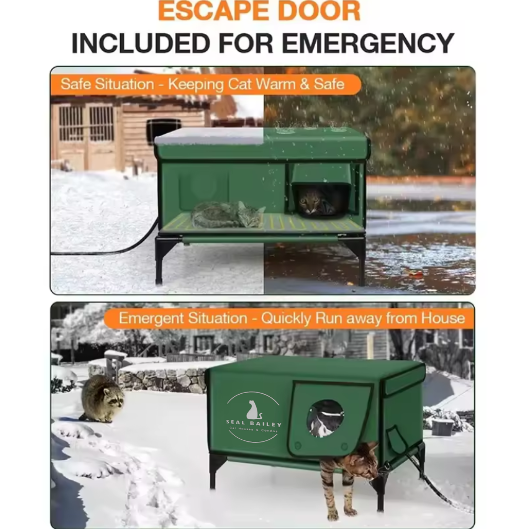 Seal Bailey Limited-Time Offer—Indestructible Heated Cat House for Outdoor in Winter Weatherproof Insulation & Year-Round Comfort