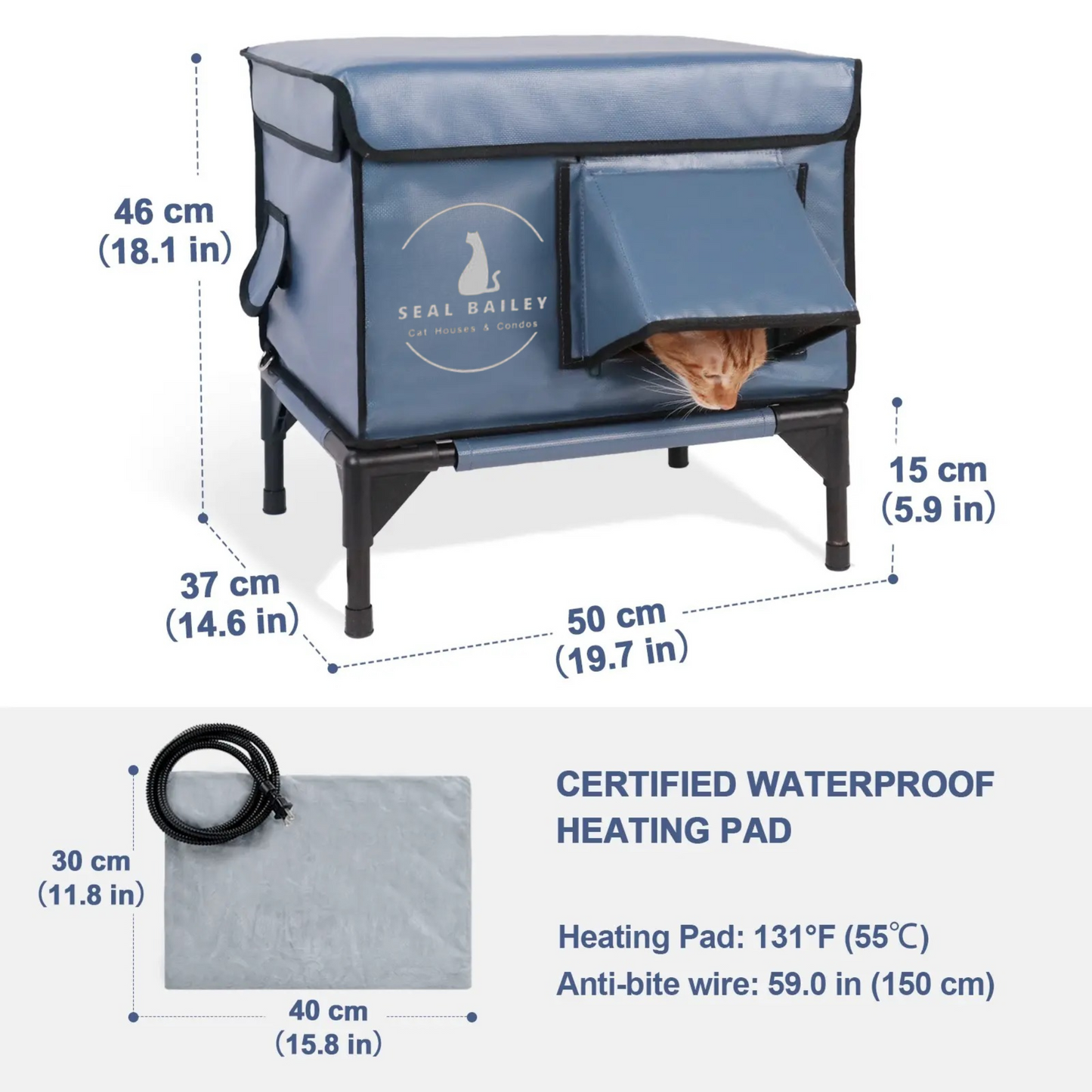 Seal Bailey Limited-Time Offer—Indestructible Heated Cat House for Outdoor in Winter | Premium Insulated Outdoor Cat House for Winter | Elevated & Durable Design for Feral, Stray, and Pet Cats