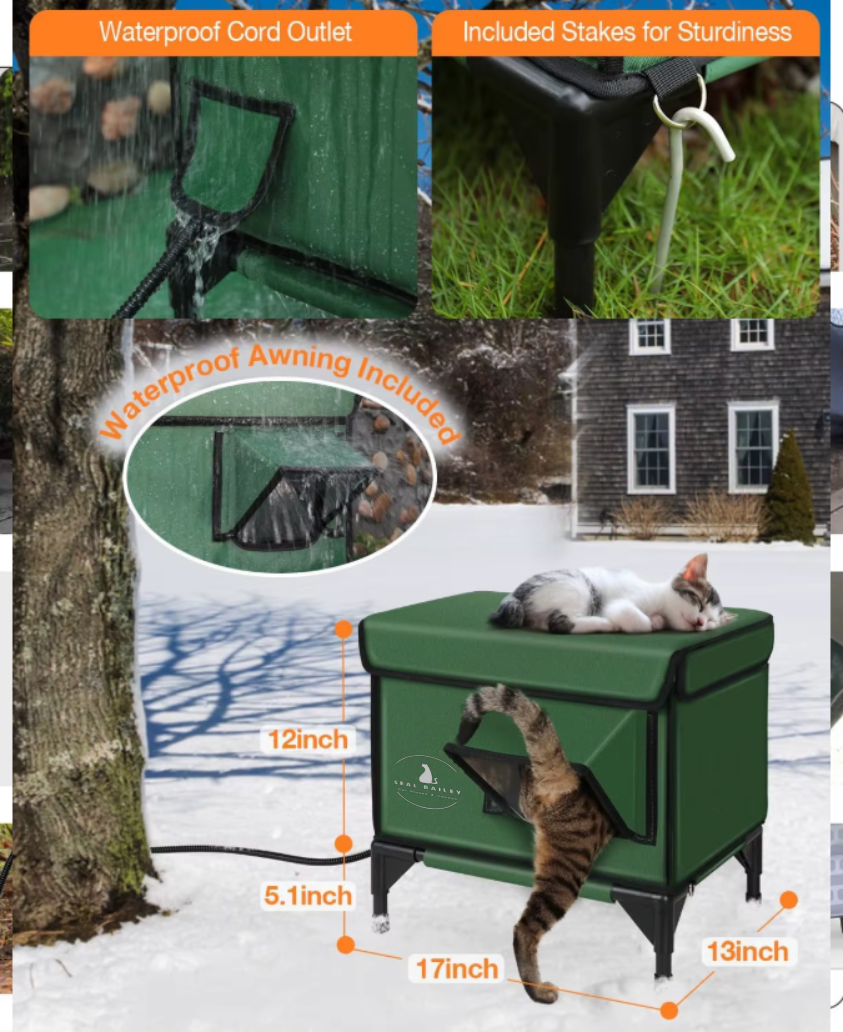 Seal Bailey Limited-Time Offer—Indestructible Heated Cat House for Outdoor in Winter Weatherproof Insulation & Year-Round Comfort